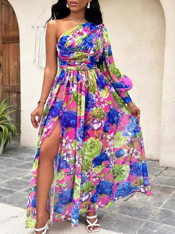 New Fashion Sexy Off Shoulder Print Dress Women Elegnat Office Casual Loose Beach Party Long Dresses Female Spring Summer Robe